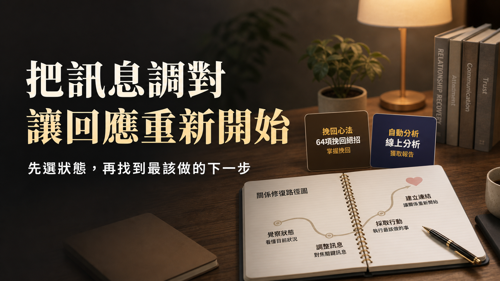 把訊息調對，讓回應重新開始。先選狀態，再找到最該做的下一步。
